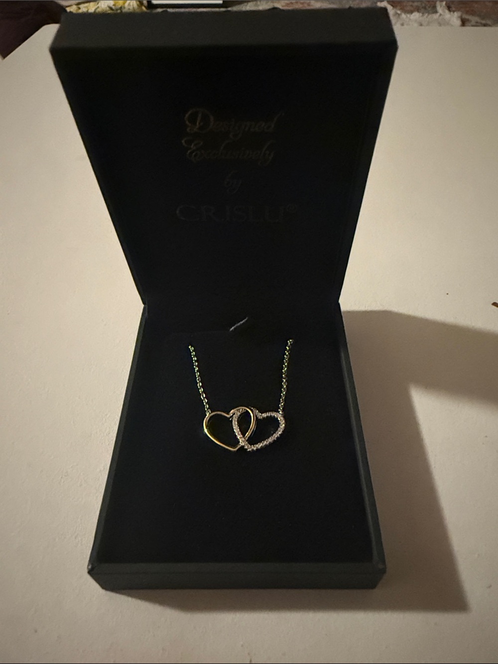 Two-Tone Linked Heart Necklace - Gold and Silver Accents